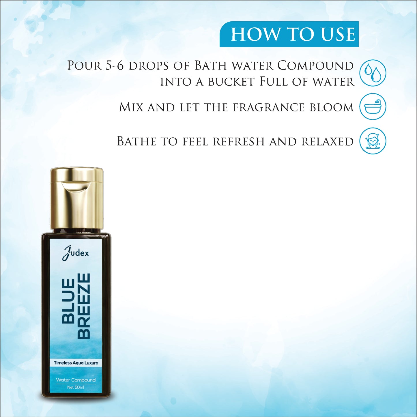 Blue Breeze Bath Oil | Aromatherapy Essential Oil for Relaxation & Stress Relief | Water Soluble Bathing for Calm Mind | Women & Men 50 ml