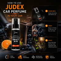 Judex Drift Air Car Perfume Combo Pack of 4 – Alaska, Oud, Mountain & Splash | Long-Lasting Car Air Freshener Spray | 50ml Each