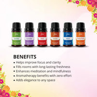 Aroma Diffuser Oil Set – 6 Premium Natural Fragrances (Jasmine, Lavender, Rose, Sandal, Wave, Fruity Fresh)