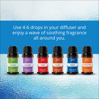 Aroma Diffuser Oil Set – 6 Premium Natural Fragrances (Jasmine, Lavender, Rose, Sandal, Wave, Fruity Fresh)